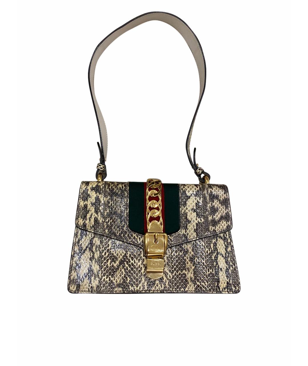 GUCCI Бежевая сумка через плечо из экзотической кожи, фото 1