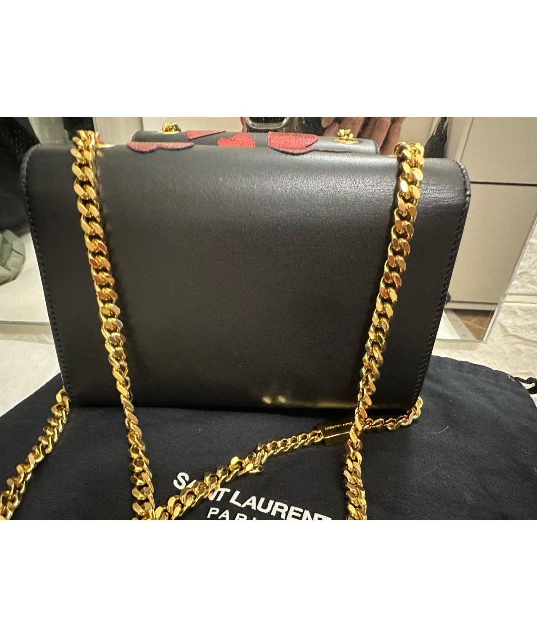 SAINT LAURENT Черная кожаная сумка через плечо, фото 5