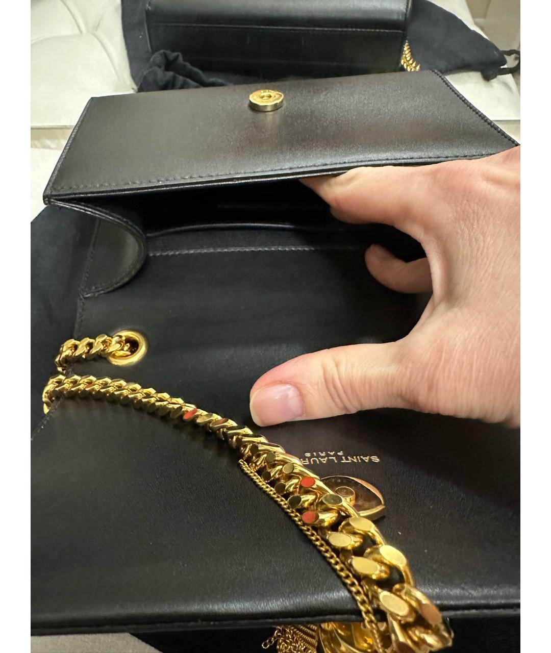 SAINT LAURENT Черная кожаная сумка через плечо, фото 6