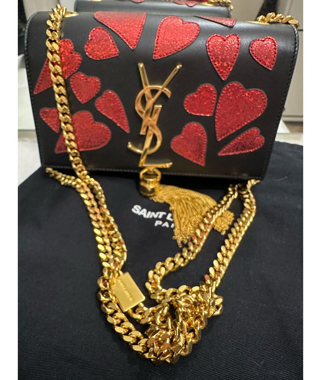 SAINT LAURENT Черная кожаная сумка через плечо, фото 2