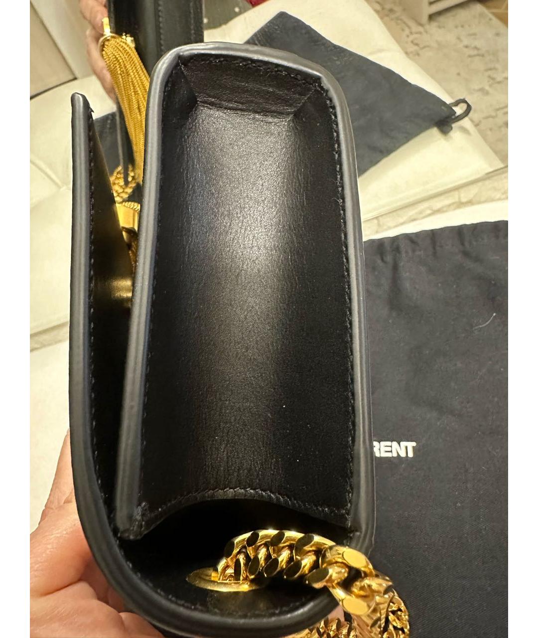 SAINT LAURENT Черная кожаная сумка через плечо, фото 8