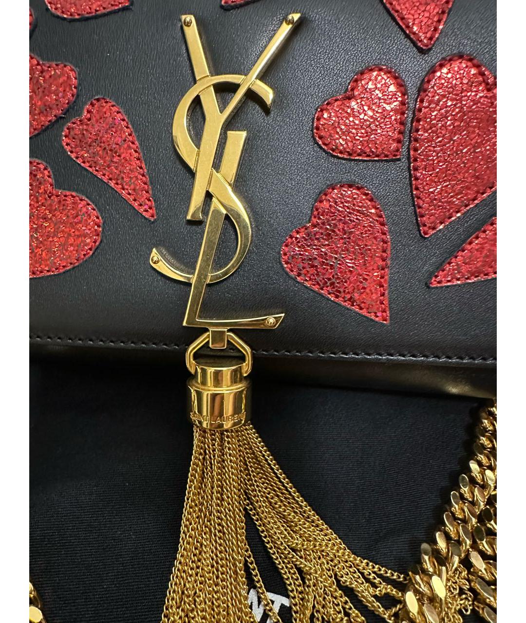 SAINT LAURENT Черная кожаная сумка через плечо, фото 3