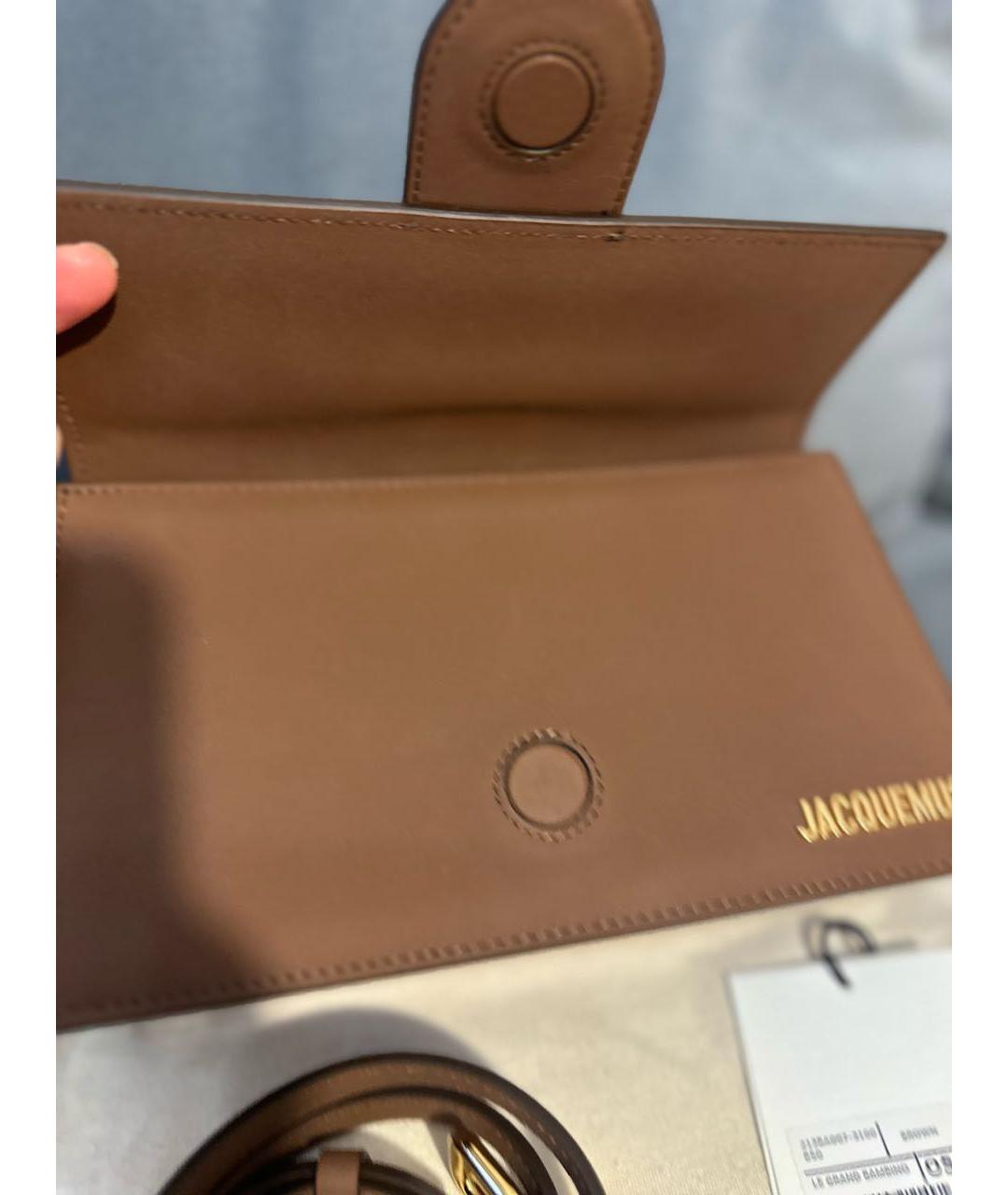 JACQUEMUS Коричневая кожаная сумка с короткими ручками, фото 5