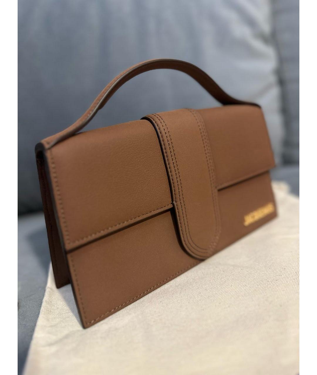 JACQUEMUS Коричневая кожаная сумка с короткими ручками, фото 2