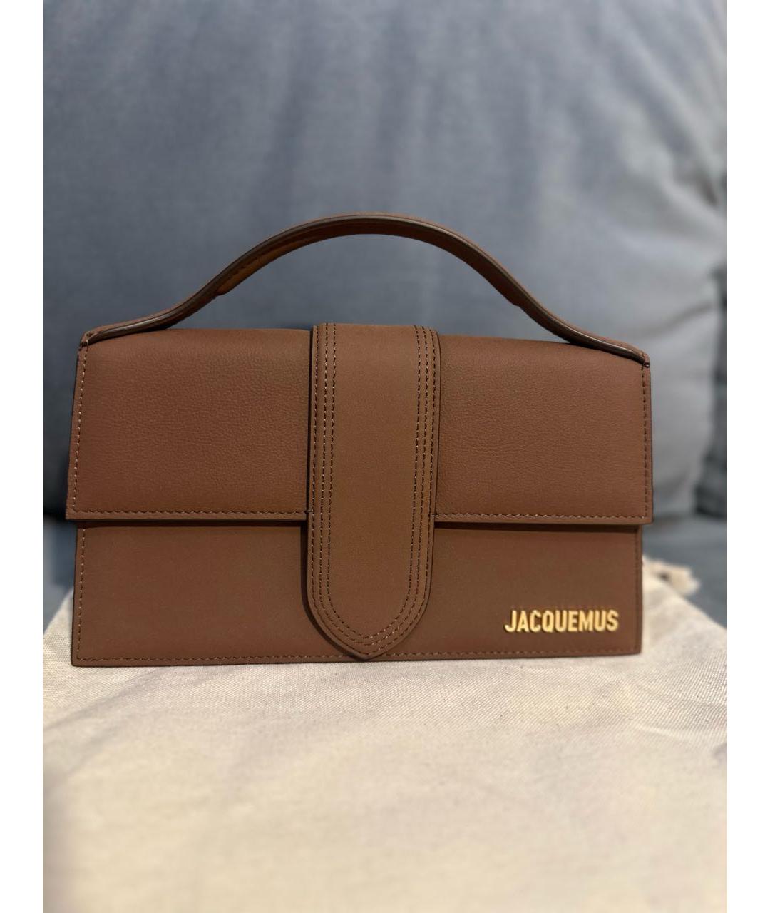 JACQUEMUS Коричневая кожаная сумка с короткими ручками, фото 8