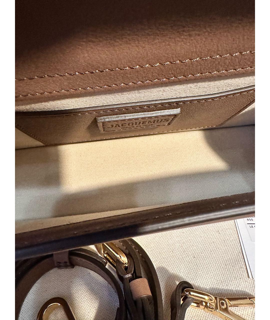 JACQUEMUS Коричневая кожаная сумка с короткими ручками, фото 7