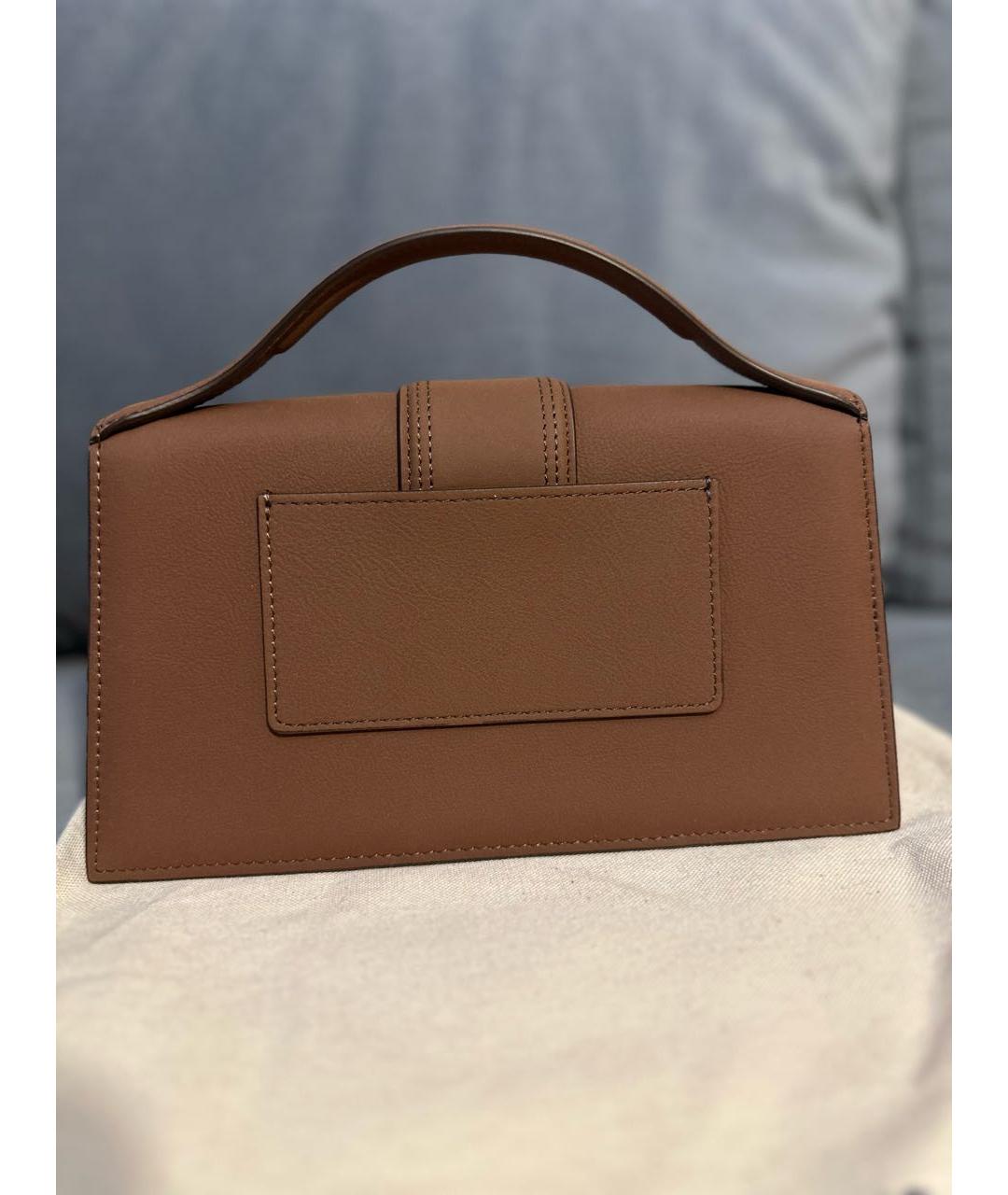 JACQUEMUS Коричневая кожаная сумка с короткими ручками, фото 3