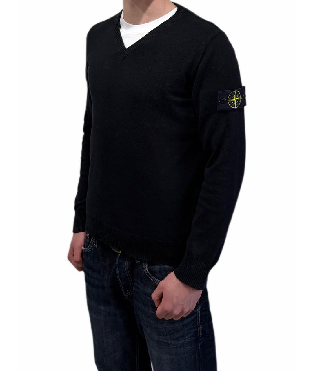 STONE ISLAND Черный хлопко-эластановый джемпер / свитер, фото 6
