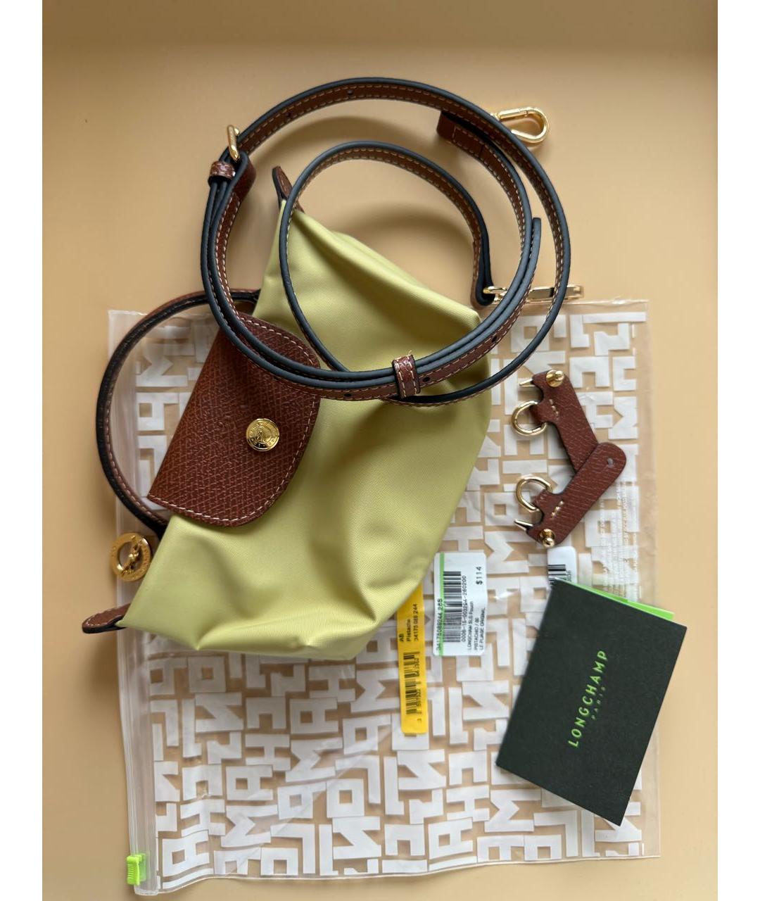 LONGCHAMP Салатовая сумка с короткими ручками, фото 4