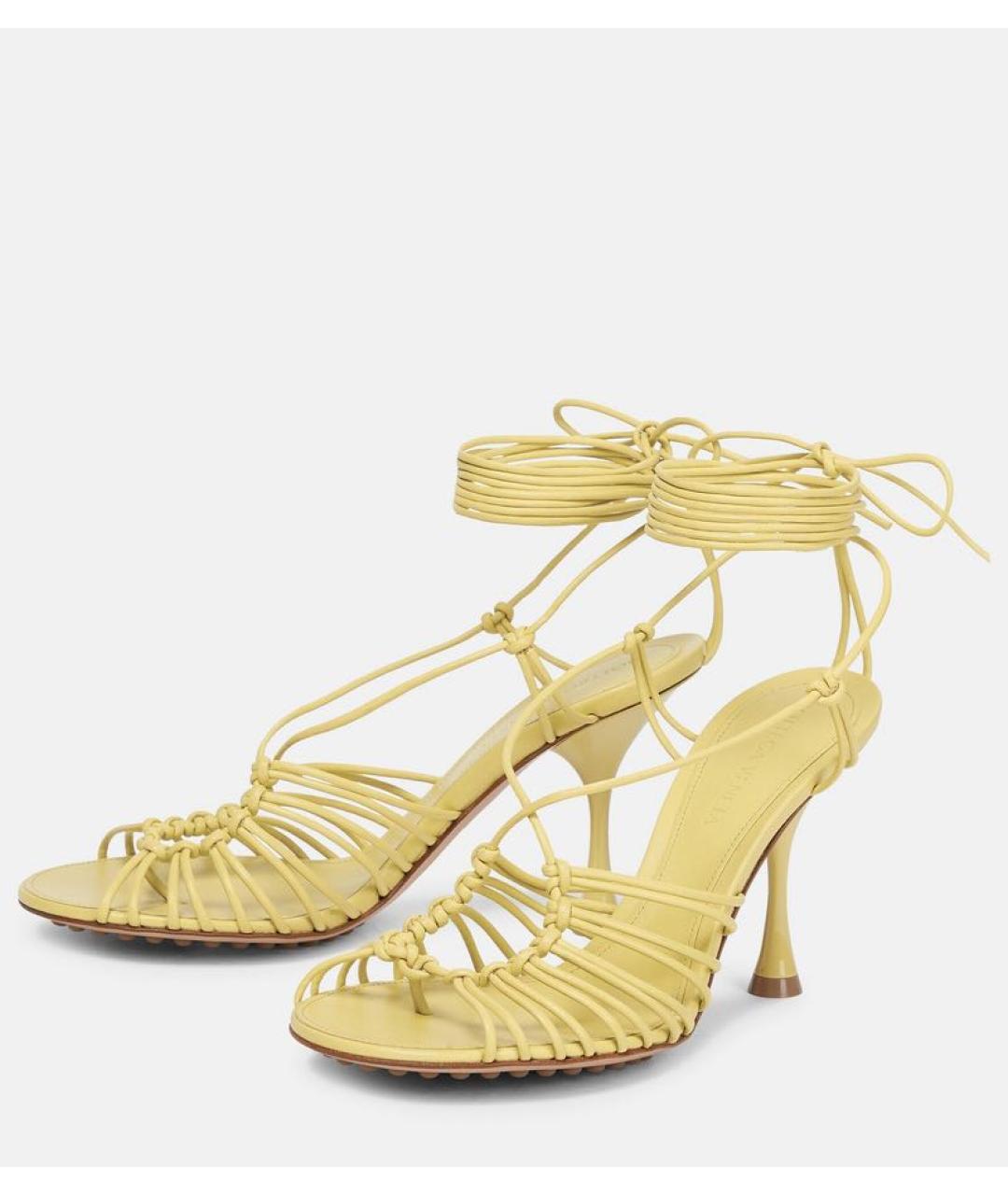 BOTTEGA VENETA Желтые кожаные босоножки, фото 5