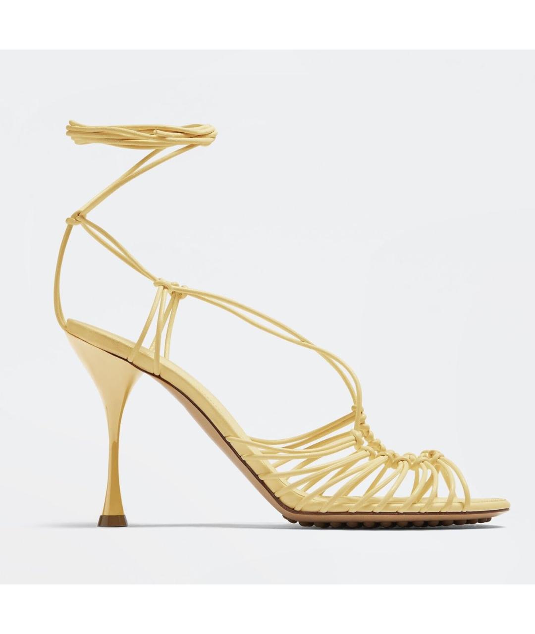 BOTTEGA VENETA Желтые кожаные босоножки, фото 6