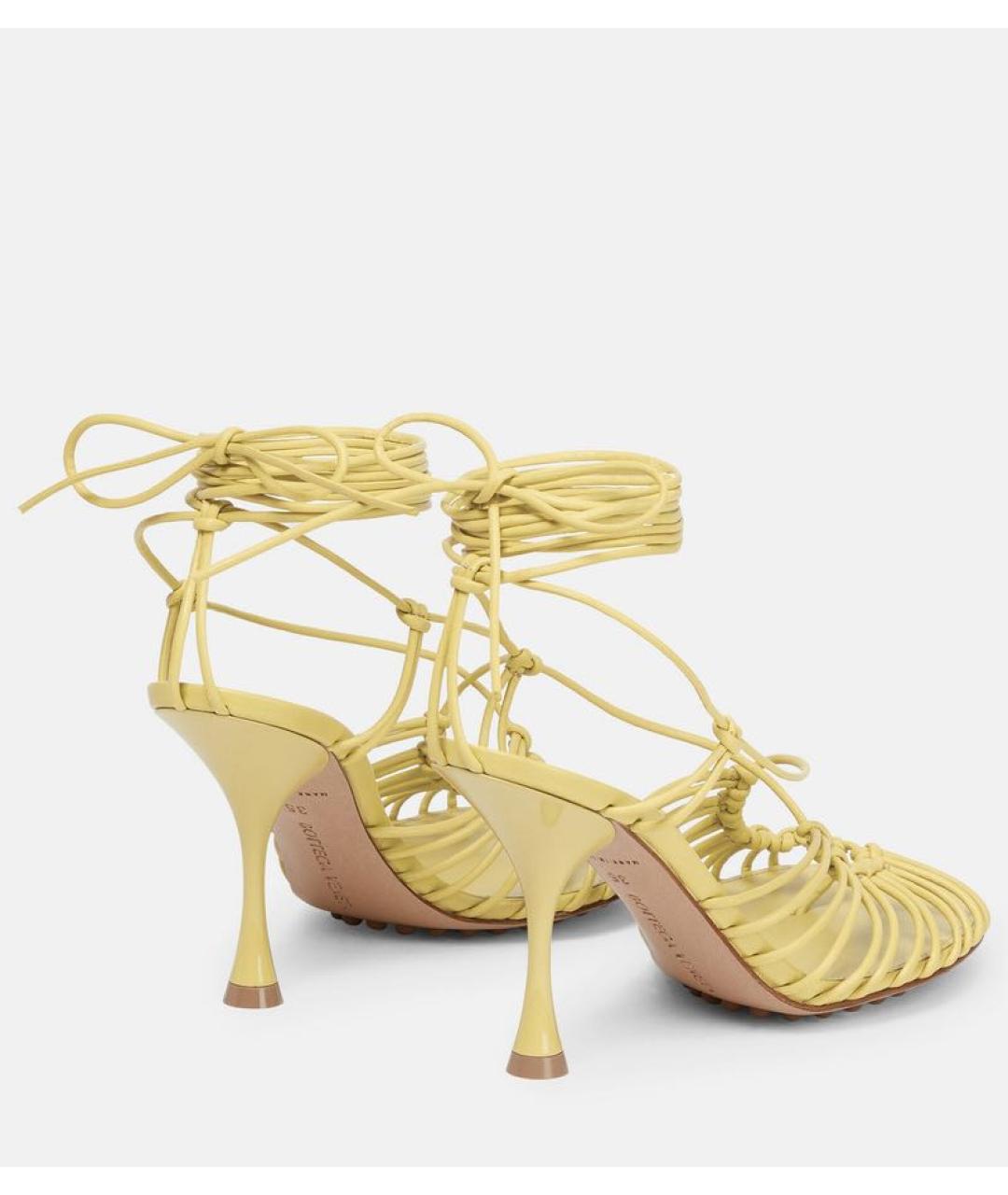 BOTTEGA VENETA Желтые кожаные босоножки, фото 4