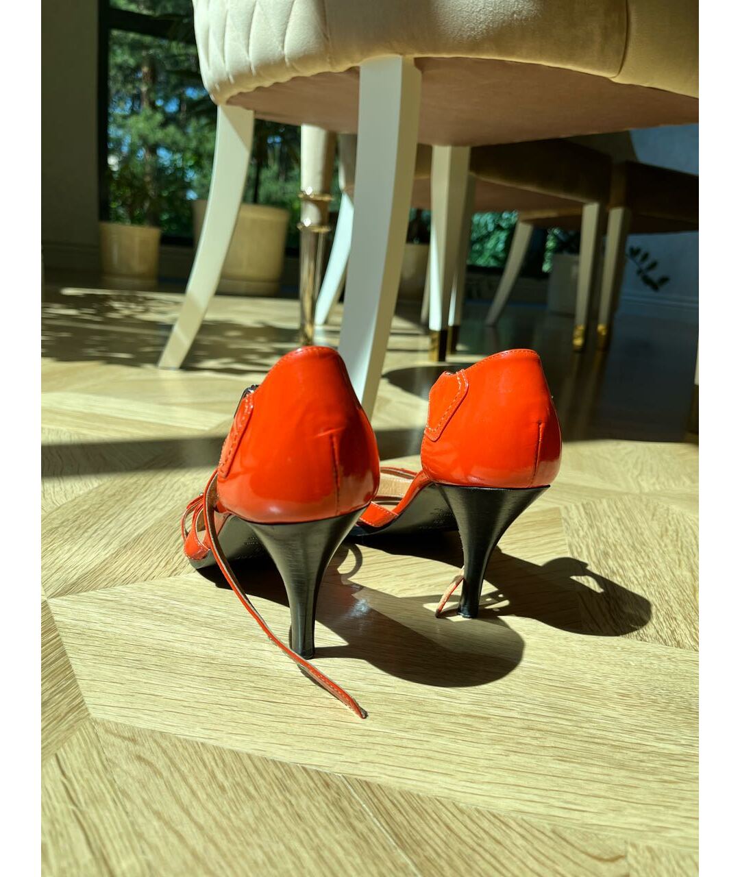 HERMES Коралловые босоножки из лакированной кожи, фото 4