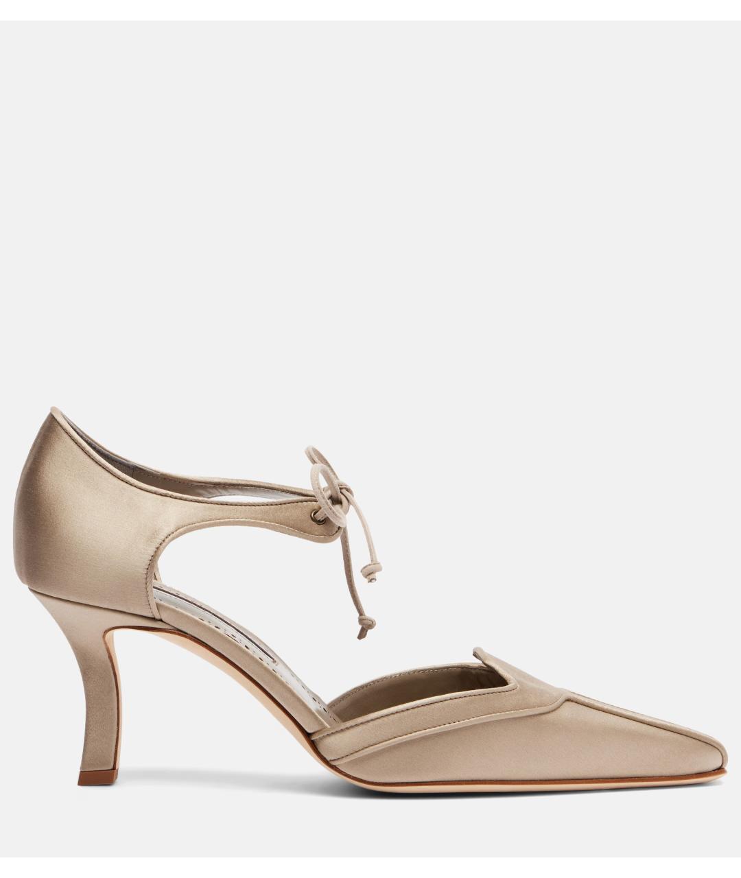 MANOLO BLAHNIK Бежевые текстильные туфли, фото 6