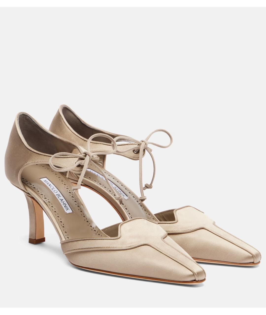 MANOLO BLAHNIK Бежевые текстильные туфли, фото 2