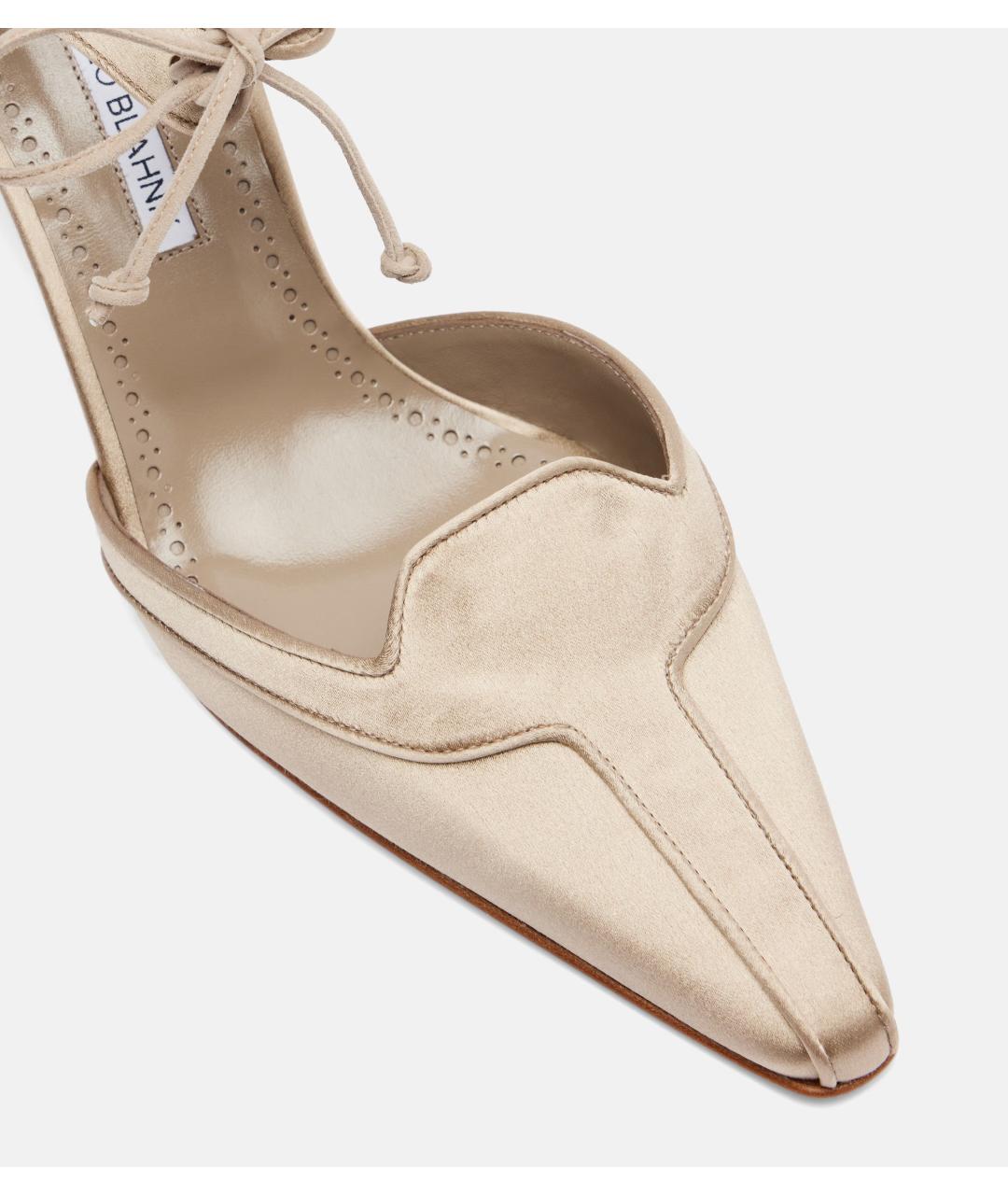 MANOLO BLAHNIK Бежевые текстильные туфли, фото 4