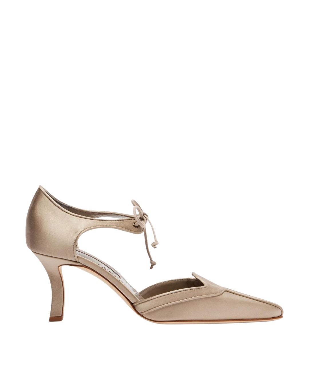 MANOLO BLAHNIK Бежевые текстильные туфли, фото 1