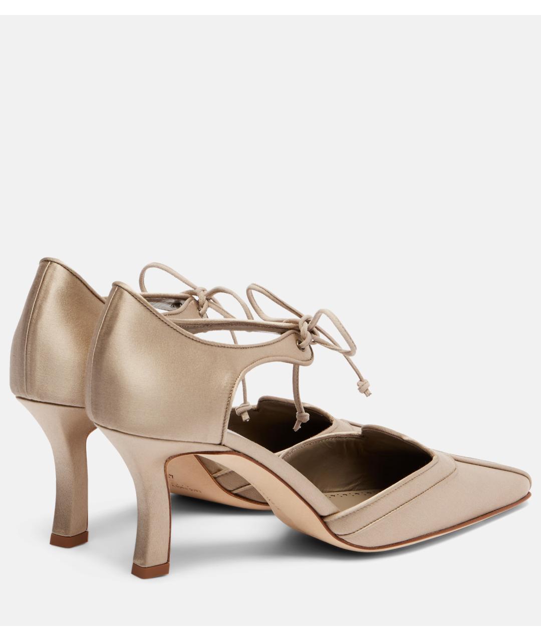 MANOLO BLAHNIK Бежевые текстильные туфли, фото 3