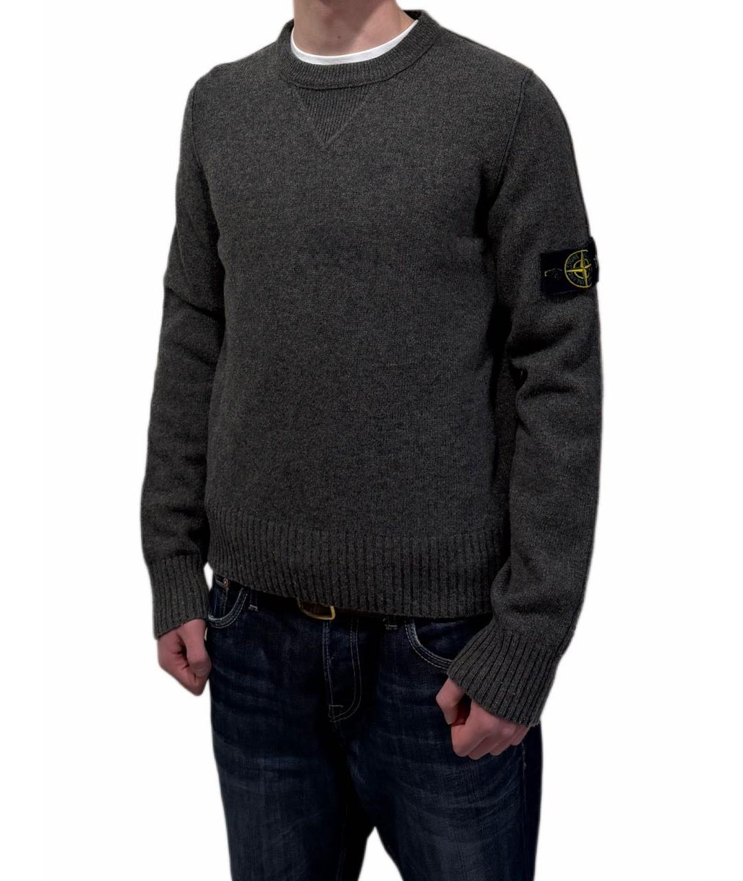 STONE ISLAND Антрацитовый шерстяной джемпер / свитер, фото 6