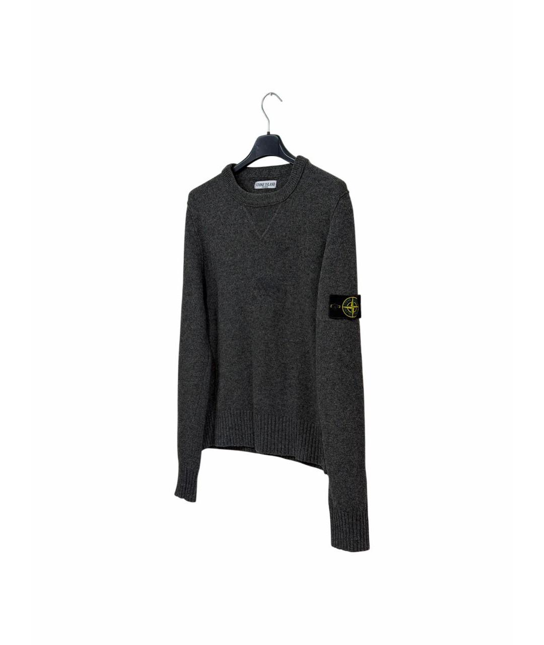 STONE ISLAND Антрацитовый шерстяной джемпер / свитер, фото 2