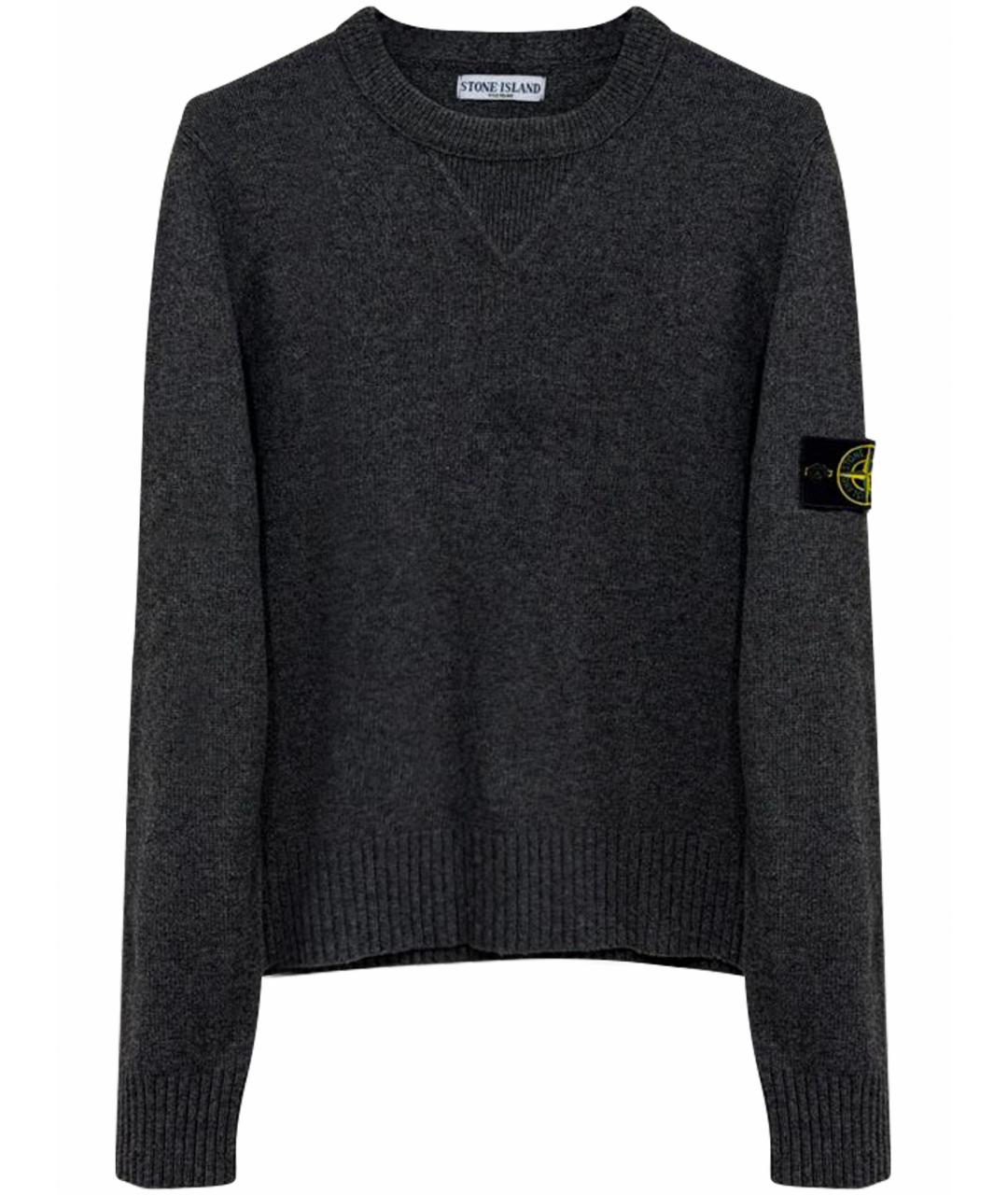 STONE ISLAND Антрацитовый шерстяной джемпер / свитер, фото 1