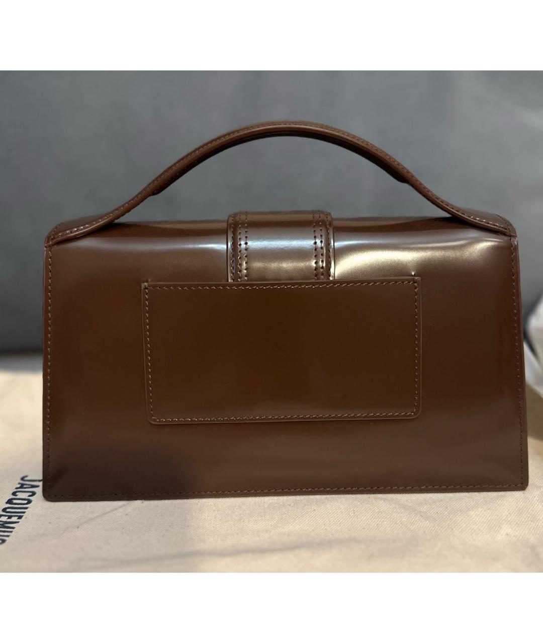 JACQUEMUS Коричневая кожаная сумка с короткими ручками, фото 3