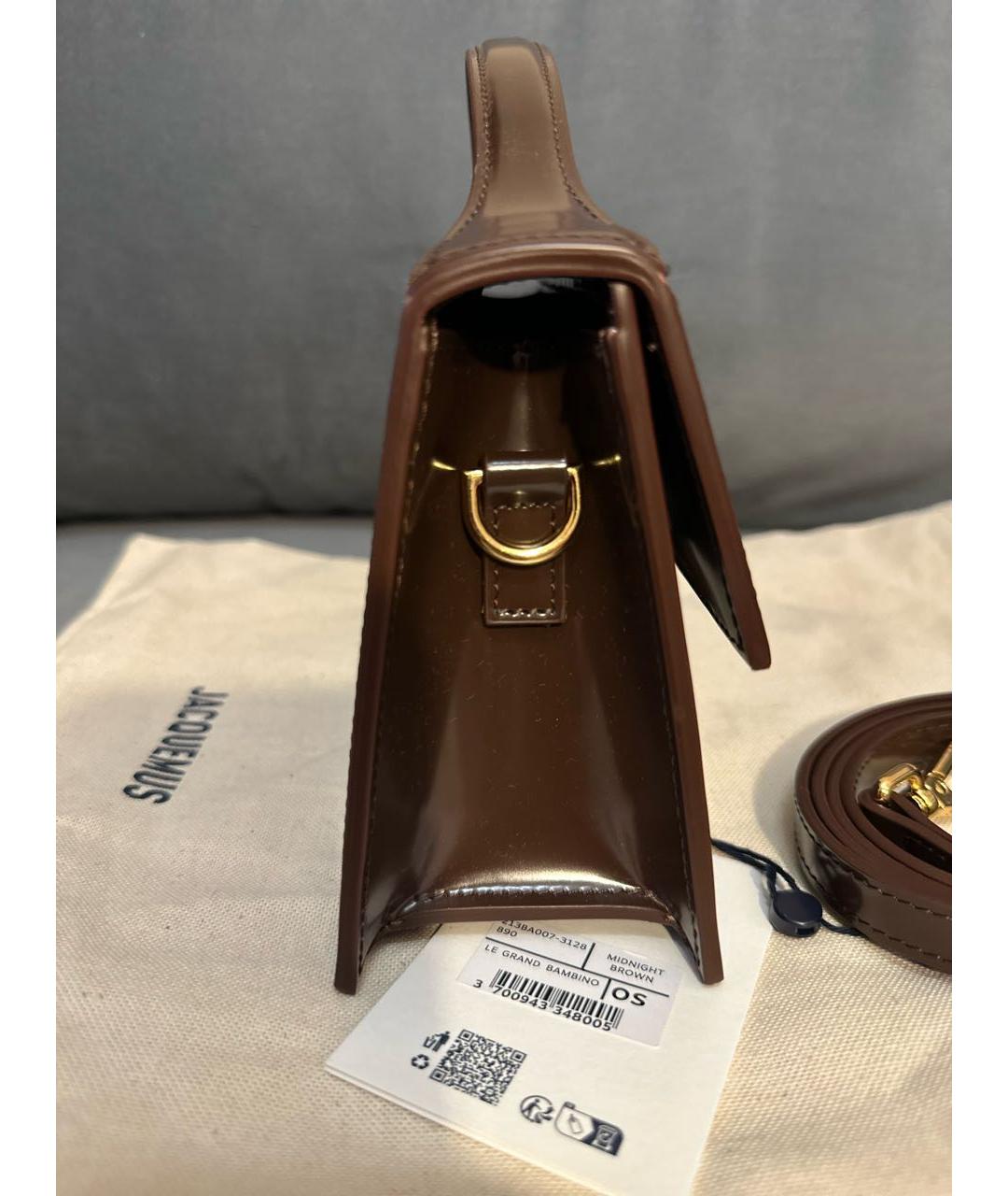 JACQUEMUS Коричневая кожаная сумка с короткими ручками, фото 4