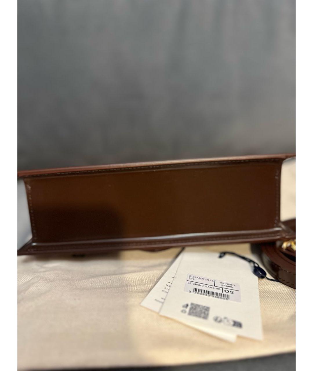 JACQUEMUS Коричневая кожаная сумка с короткими ручками, фото 5