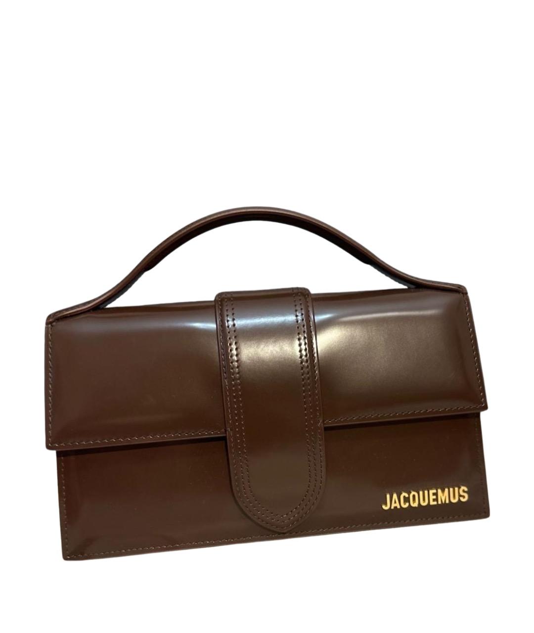 JACQUEMUS Коричневая кожаная сумка с короткими ручками, фото 1