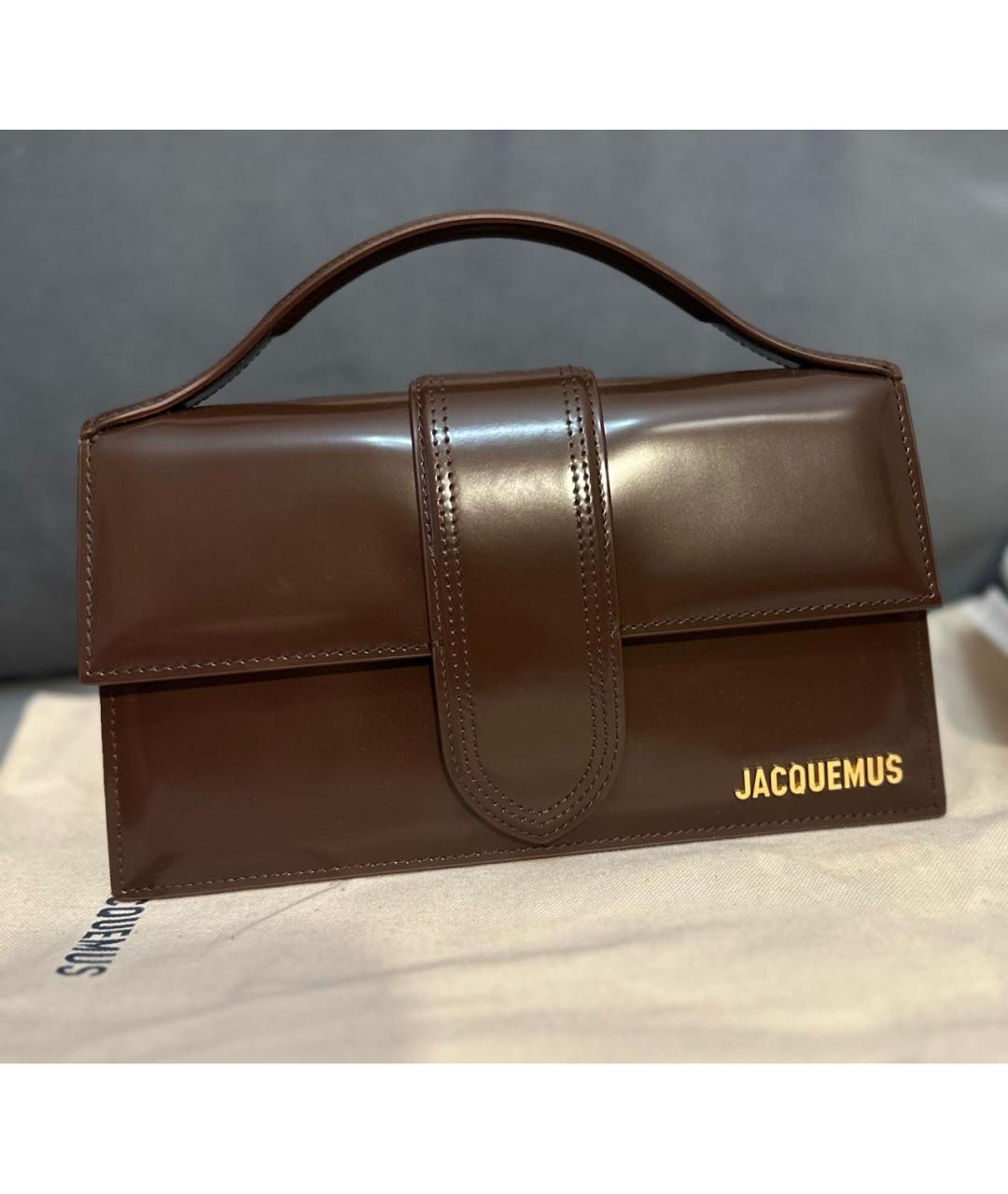 JACQUEMUS Коричневая кожаная сумка с короткими ручками, фото 9