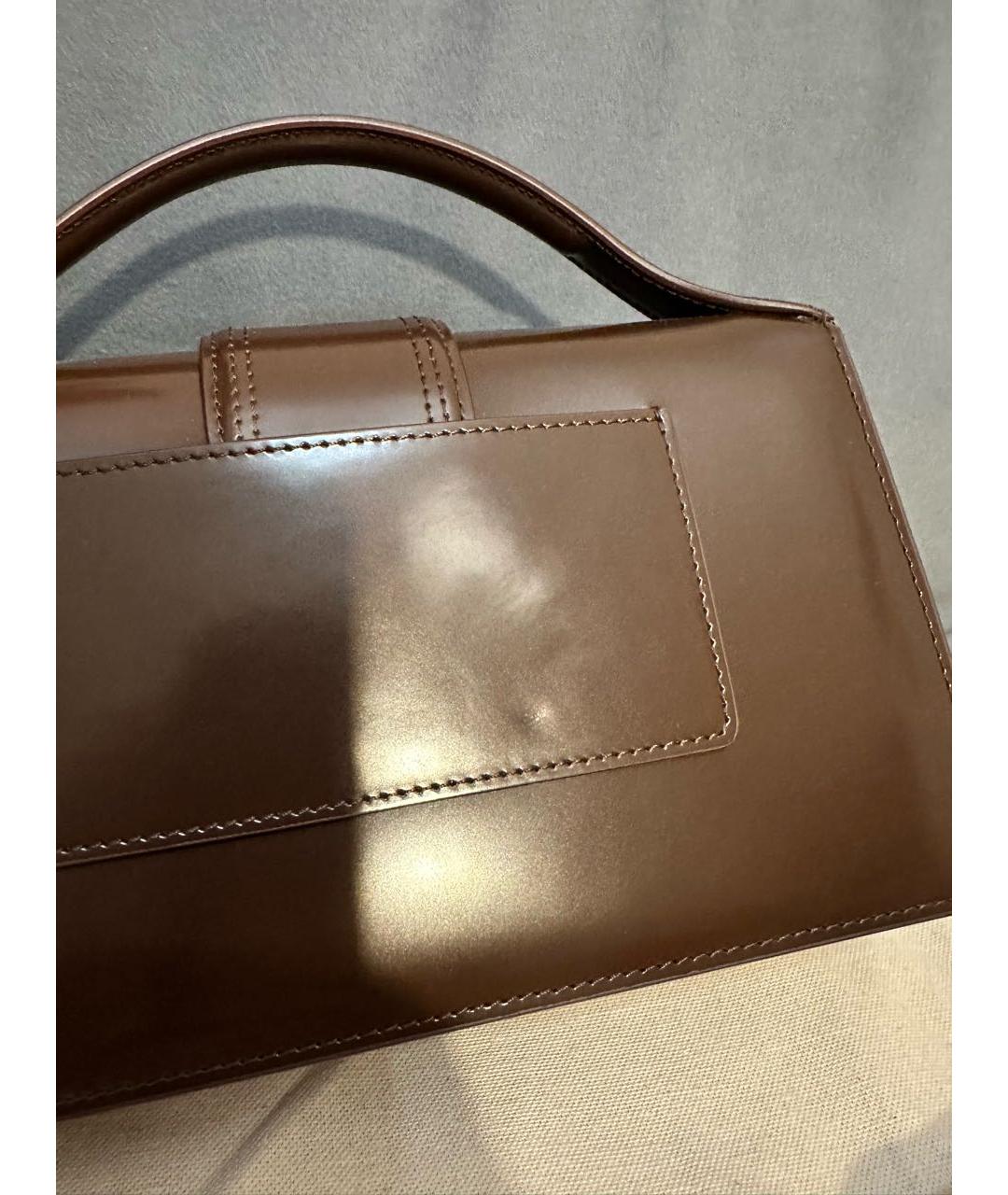JACQUEMUS Коричневая кожаная сумка с короткими ручками, фото 8