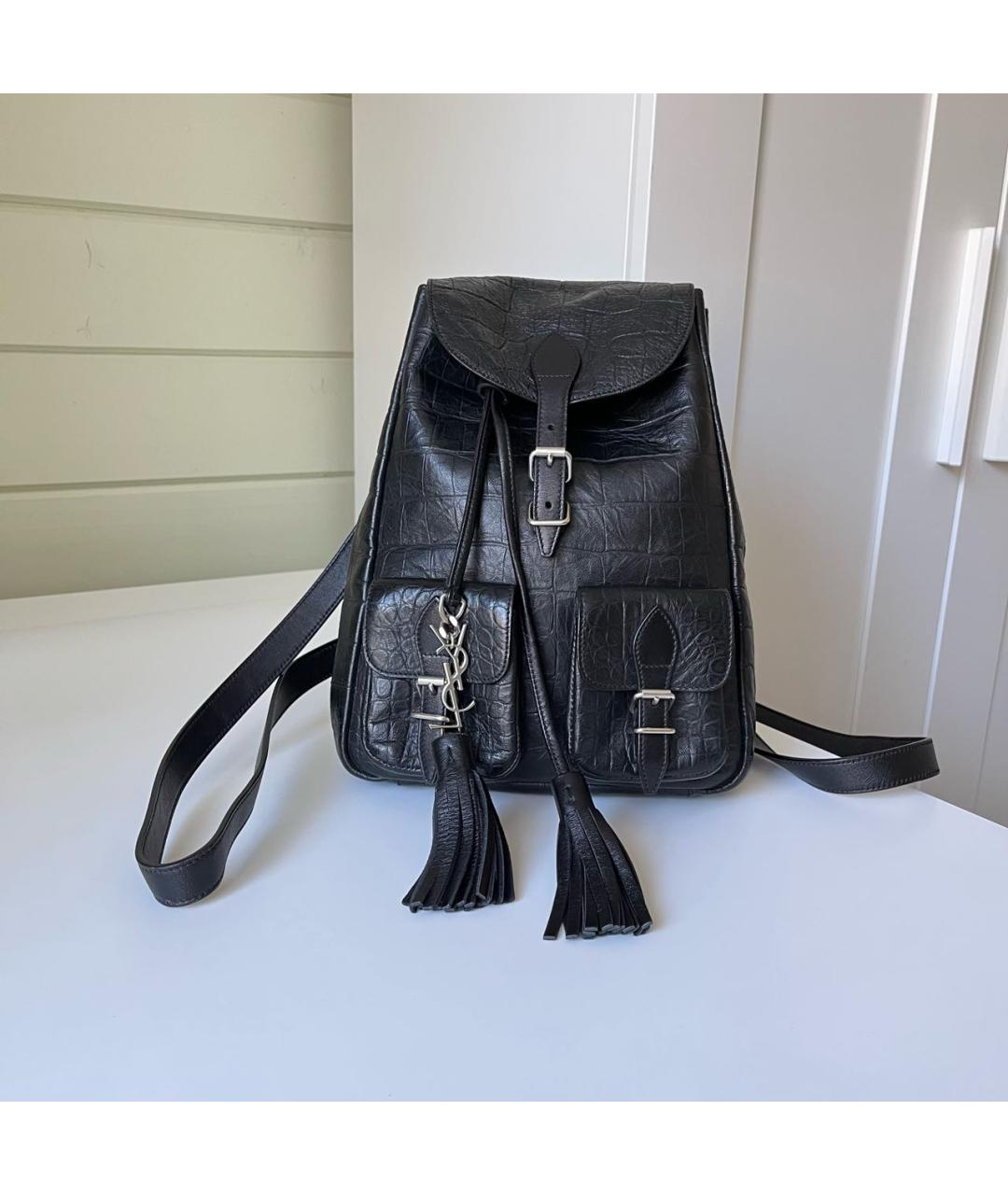 SAINT LAURENT Черный кожаный рюкзак, фото 9
