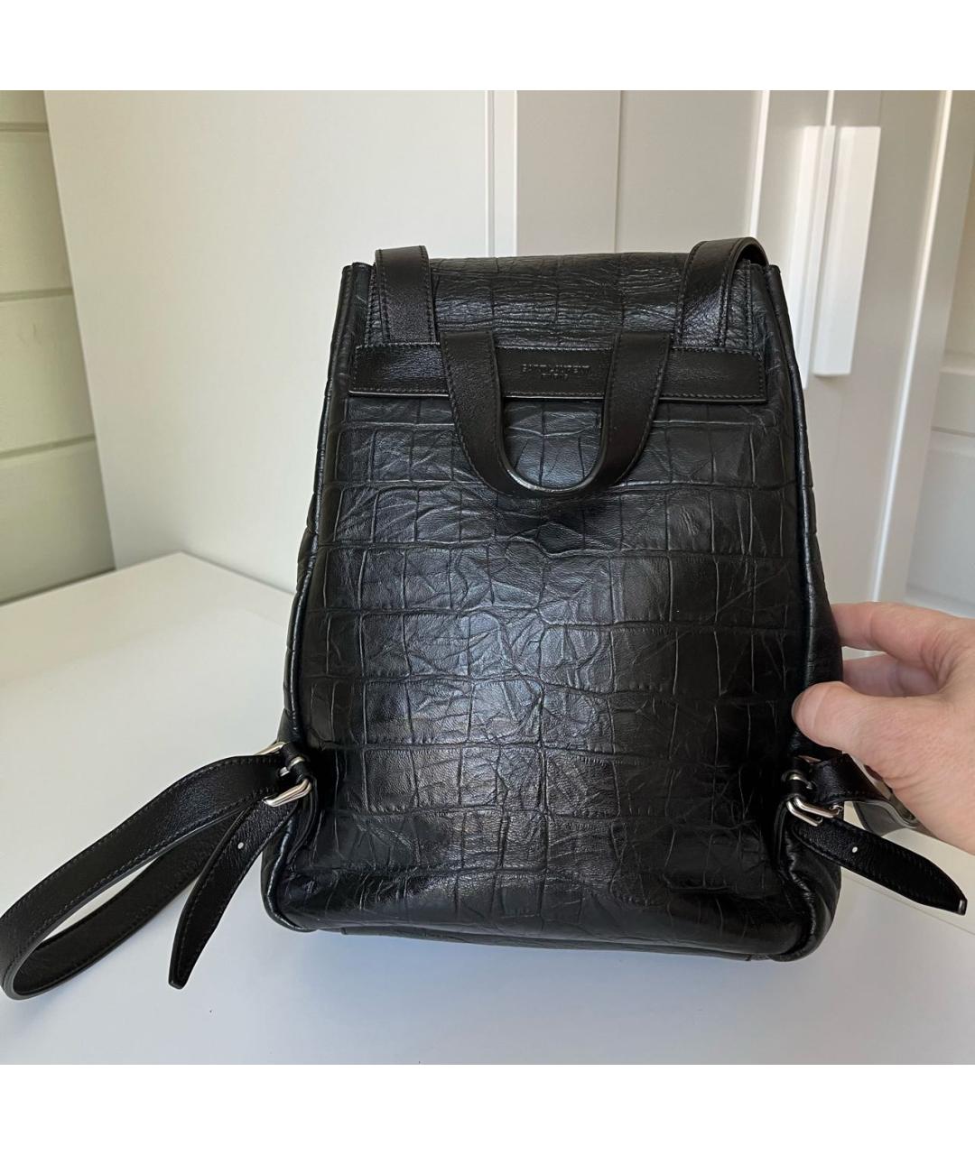 SAINT LAURENT Черный кожаный рюкзак, фото 2