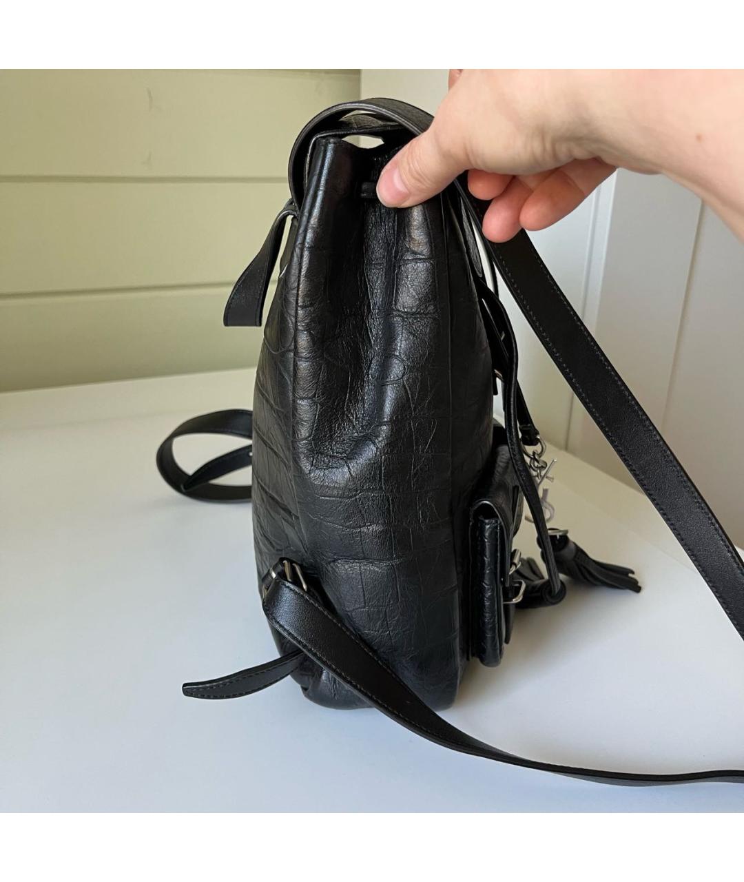SAINT LAURENT Черный кожаный рюкзак, фото 8