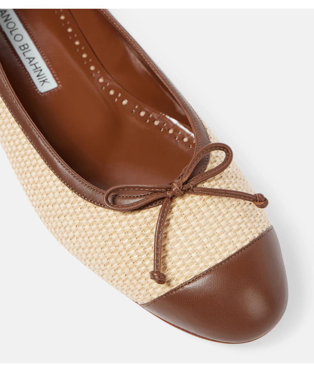 MANOLO BLAHNIK Бежевые балетки, фото 4