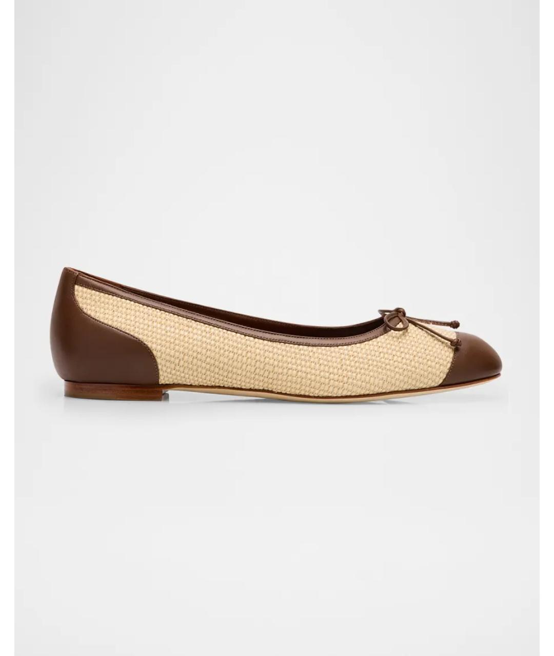 MANOLO BLAHNIK Бежевые балетки, фото 7