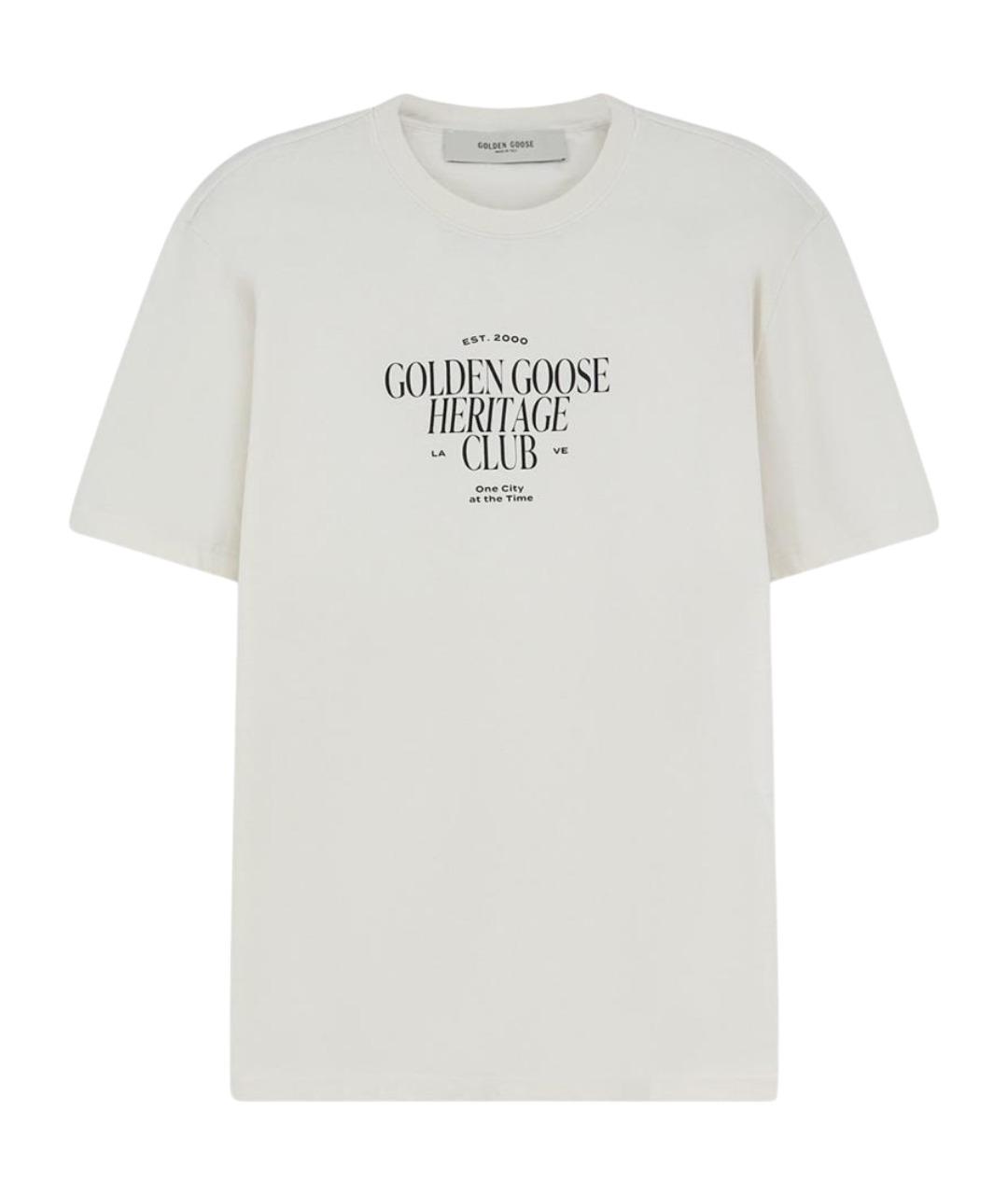 GOLDEN GOOSE DELUXE BRAND Белая хлопковая футболка, фото 1