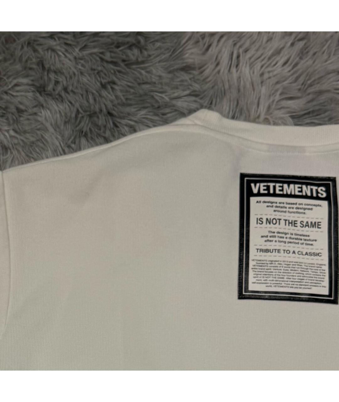 VETEMENTS Белая хлопко-полиэстеровая футболка, фото 3
