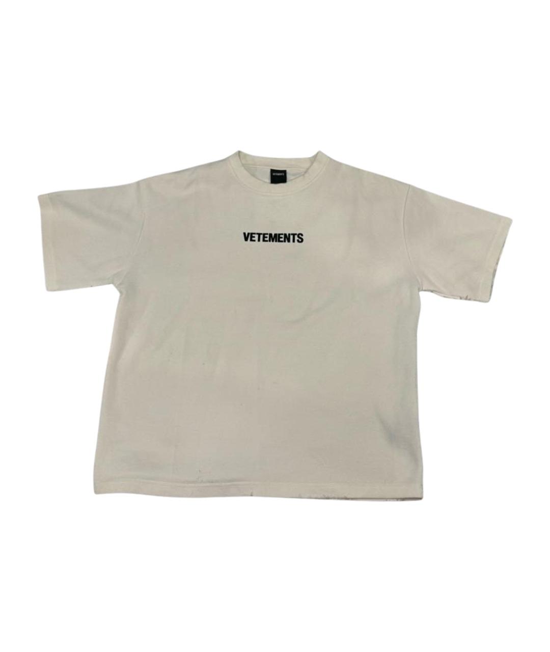 VETEMENTS Белая хлопко-полиэстеровая футболка, фото 1