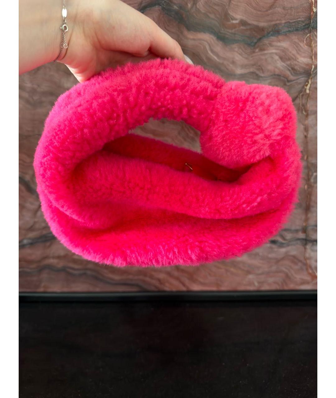 BOTTEGA VENETA Фуксия меховая сумка с короткими ручками, фото 3