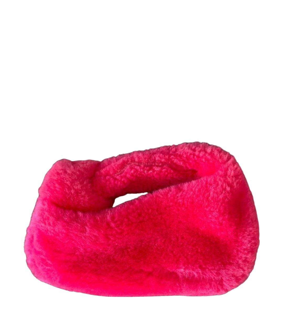 BOTTEGA VENETA Фуксия меховая сумка с короткими ручками, фото 1