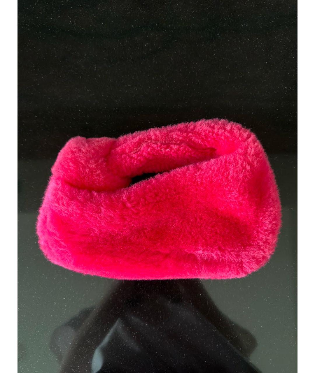 BOTTEGA VENETA Фуксия меховая сумка с короткими ручками, фото 5
