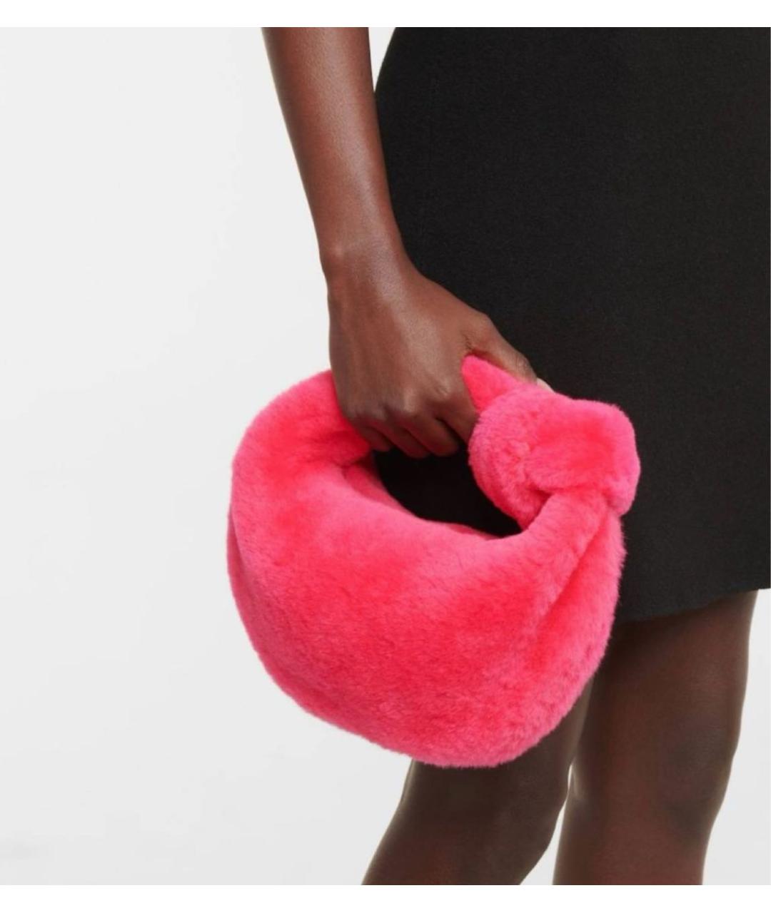 BOTTEGA VENETA Фуксия меховая сумка с короткими ручками, фото 4