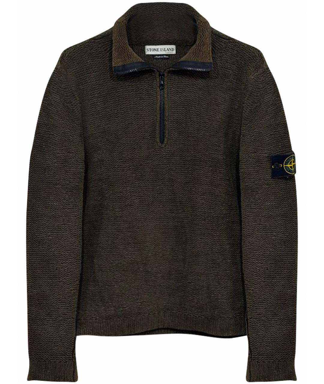 STONE ISLAND Хаки хлопковый джемпер / свитер, фото 1