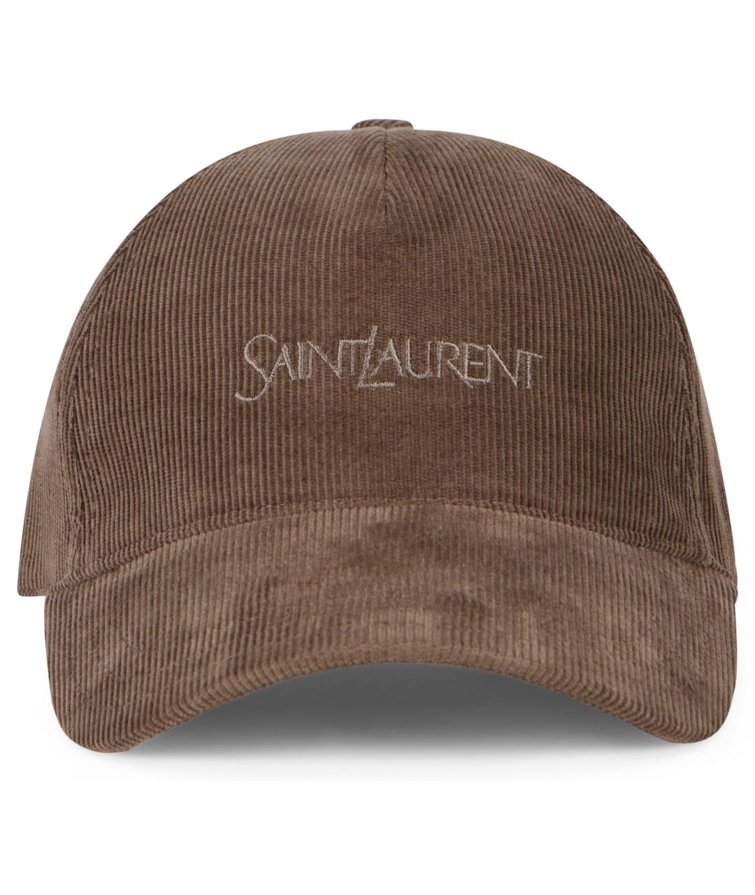 SAINT LAURENT Коричневая хлопковая кепка, фото 2