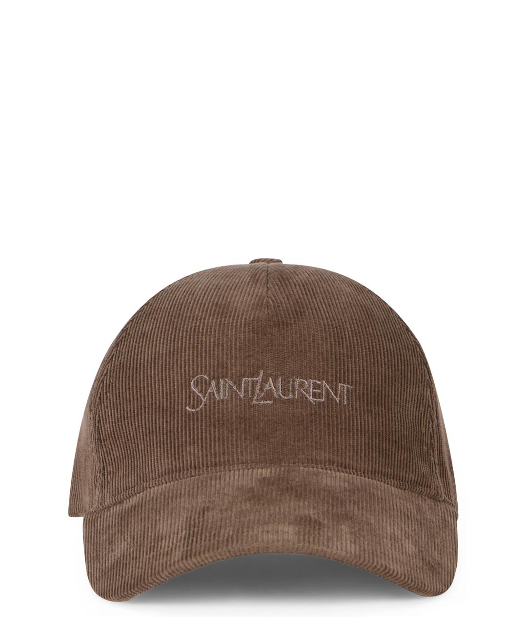 SAINT LAURENT Коричневая хлопковая кепка, фото 1