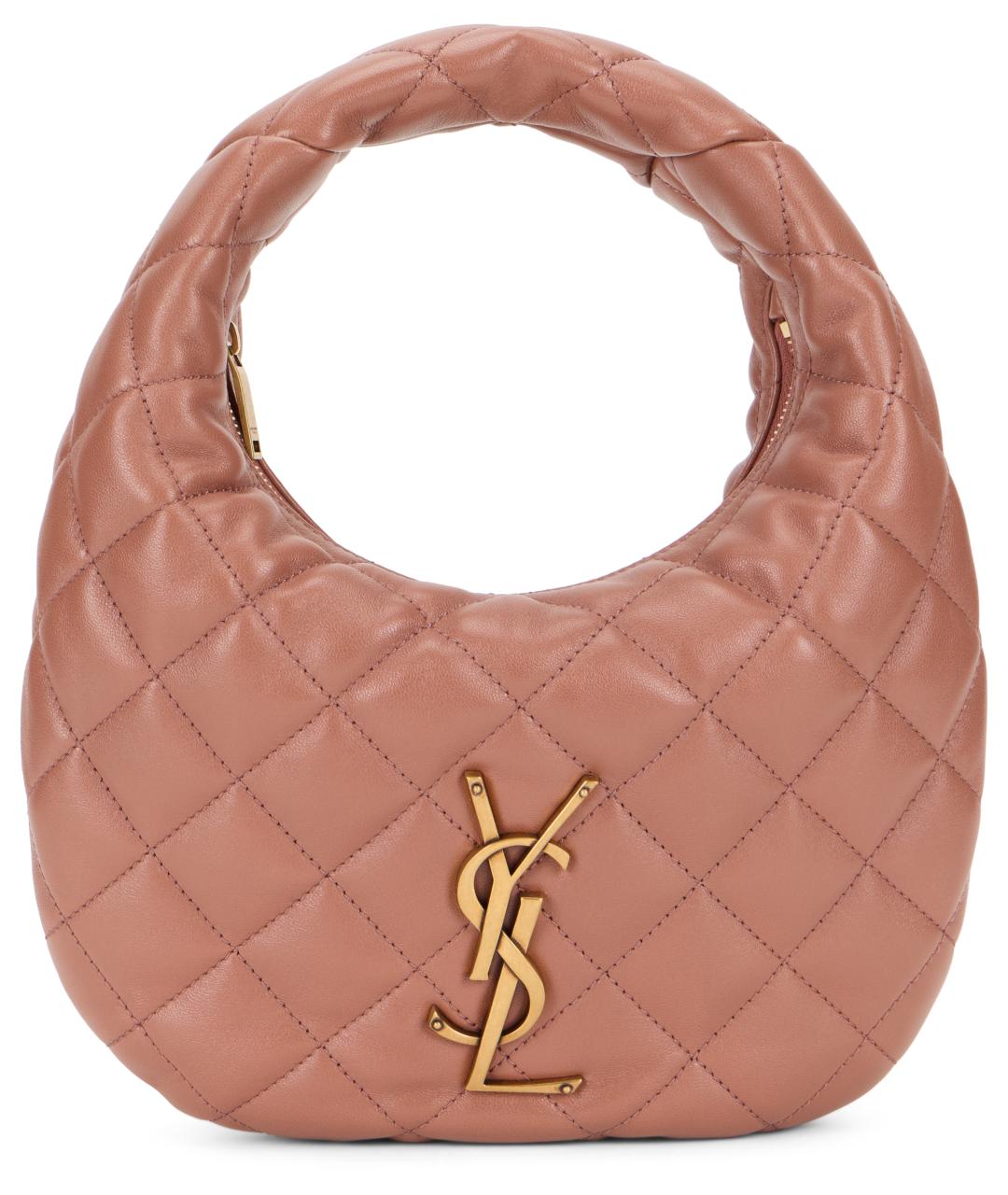 SAINT LAURENT Розовая кожаная сумка с короткими ручками, фото 2