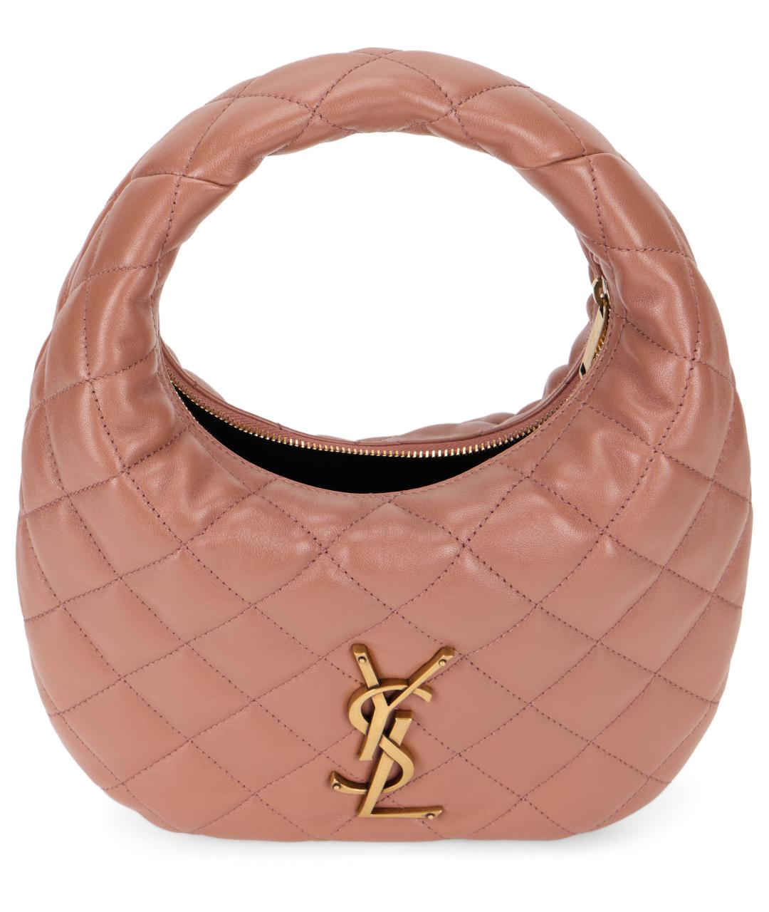 SAINT LAURENT Розовая кожаная сумка с короткими ручками, фото 5