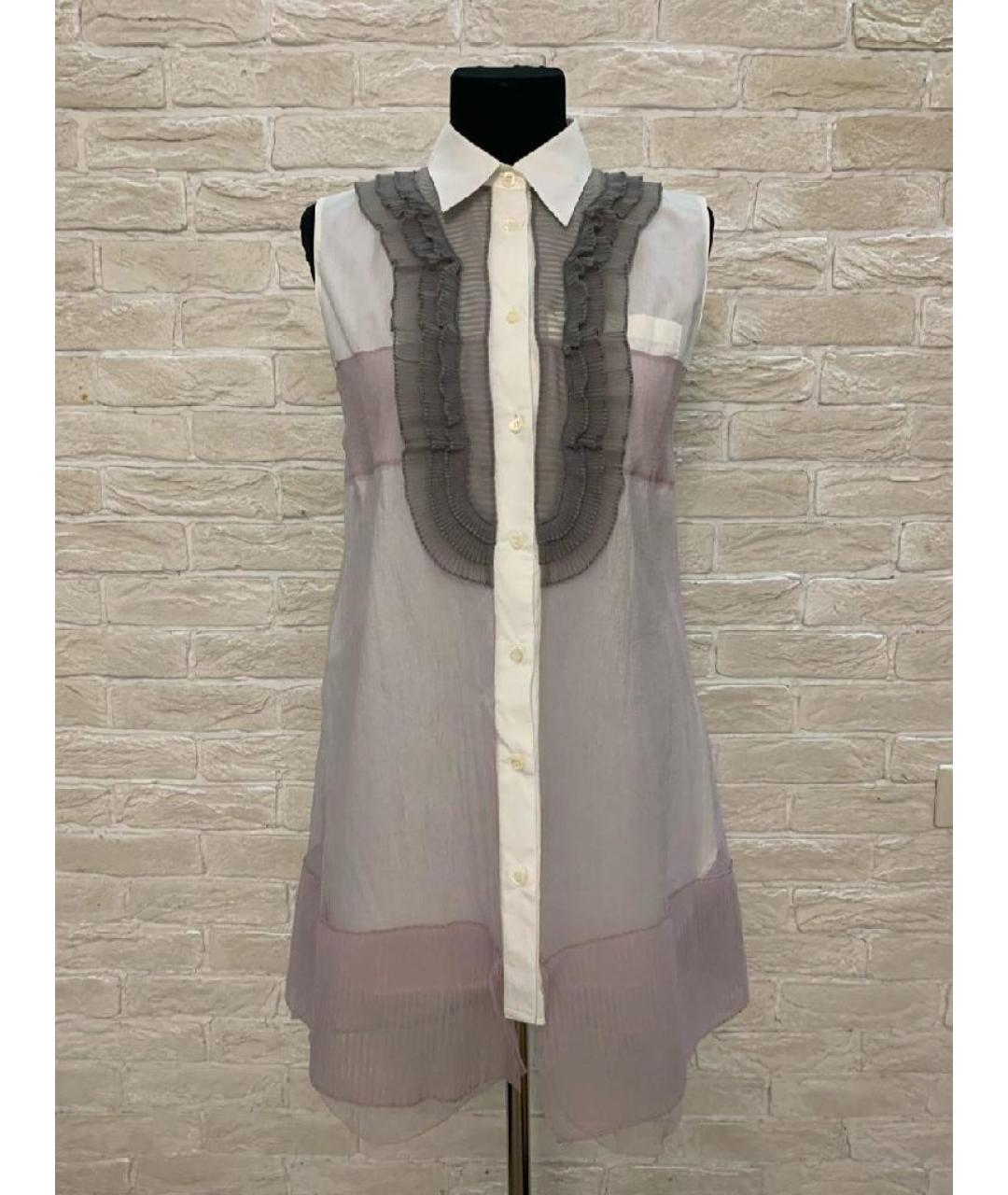 PRADA Белое шифоновое платье, фото 4