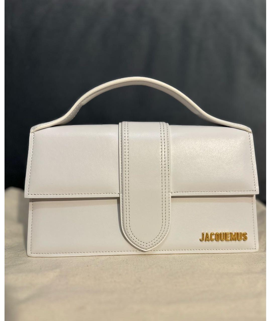 JACQUEMUS Белая кожаная сумка с короткими ручками, фото 9